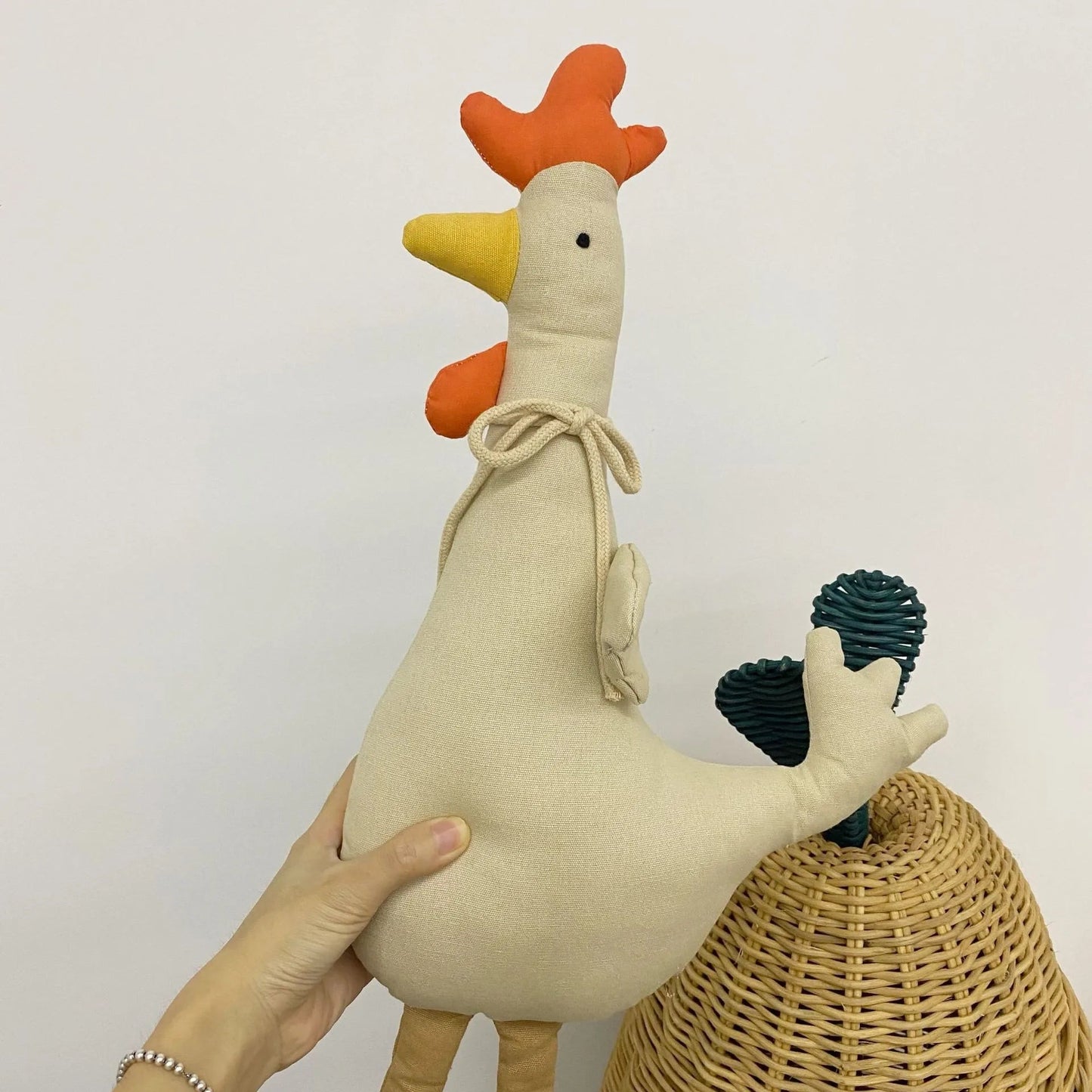 Doudou Coq avec crĂȘte et bec colorĂ©s