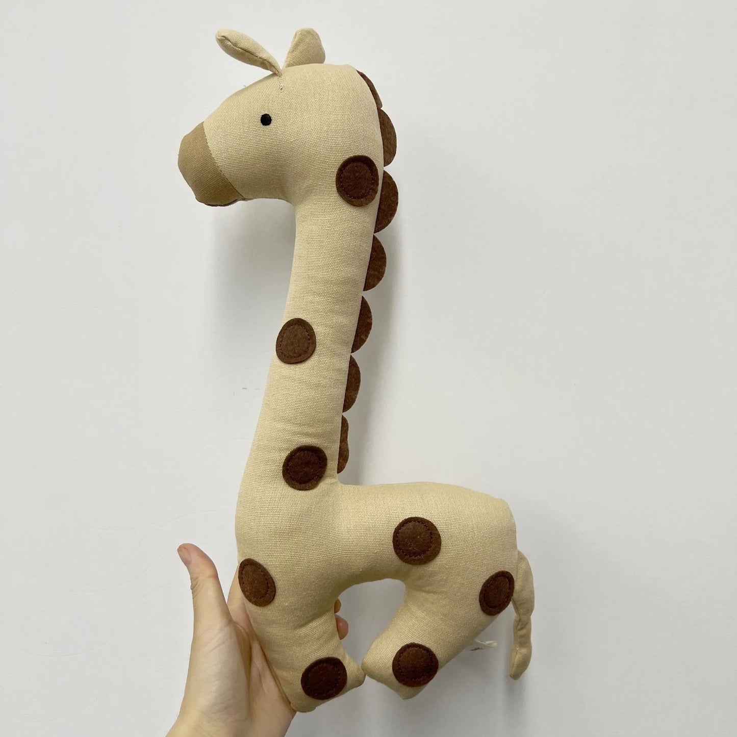 Doudou Girafe en toile beige et marron
